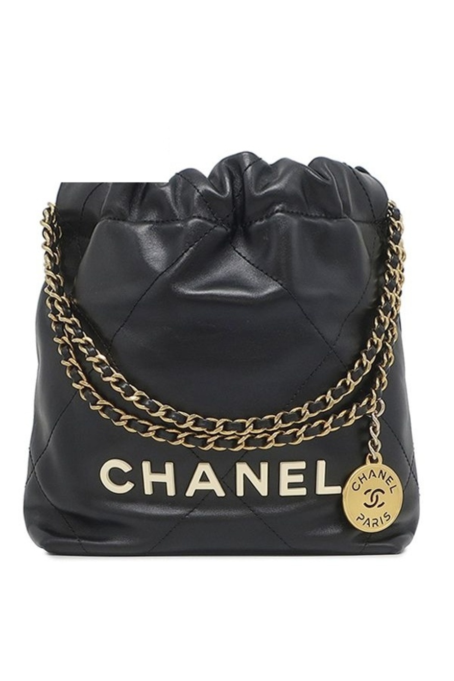 Chanel 2-Way Bag Chanel 22 Mini Handbag Leather Black Gold